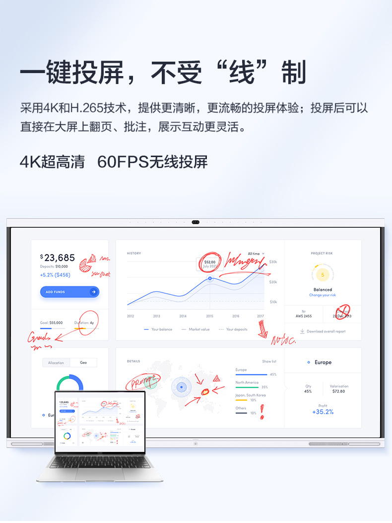 Huawei/华为智慧屏IdeaHub Pro 65英寸触控一体机白板4K镜头会议平板无线投屏智能(图7)