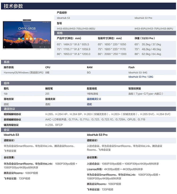 华为ldeaHub S3/S3 Pro会议平板86英寸(图5)